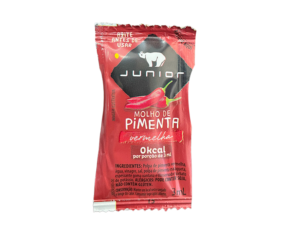 MOLHO DE PIMENTA VERMELHA SACHÊ JUNIOR 3 ML (CX 252 UN)